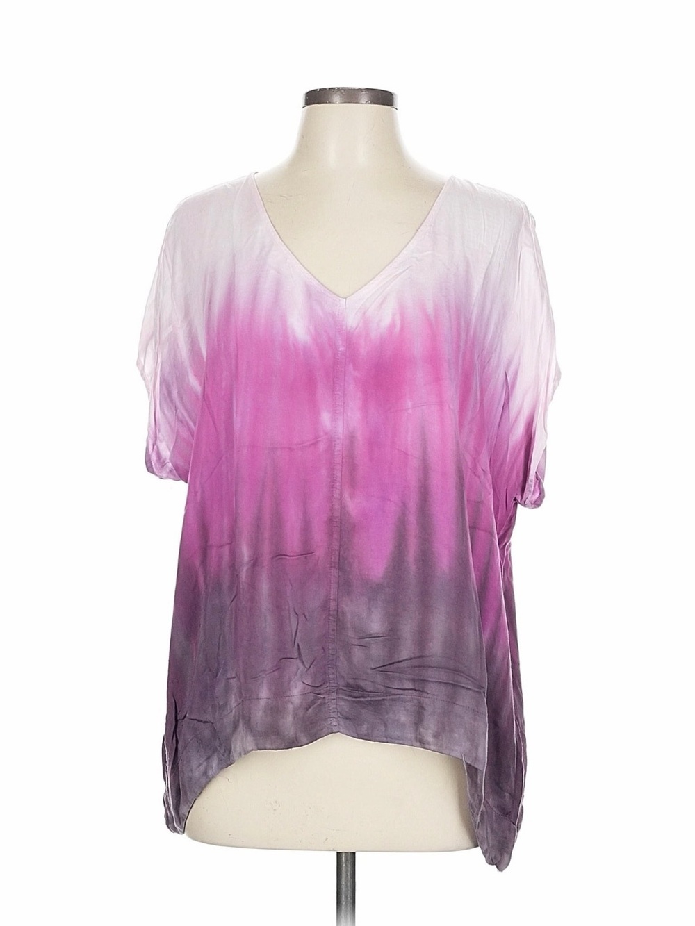 River & Sky Downtown tee V-Neck Ombre Pink to Gray Women's Top